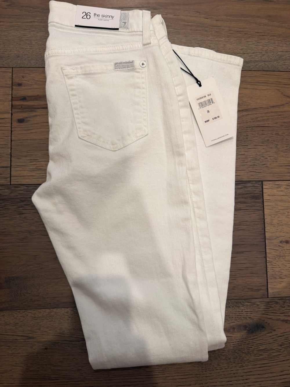7 For All Mankind White Womens The Skinny Jeans - NWT Sz 26